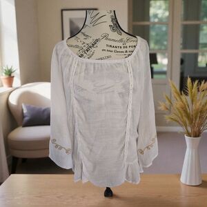 Zac & Rachel‎ Flattering Bohemian White Blouse